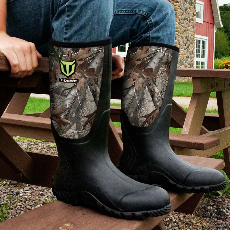 TIDEWE Rubber Boots for Men Multi-Season, Waterproof Rain Boots with Steel Shank, 6mm Neoprene Sturdy Rubber Outdoor Hunting Boots Size 13 (Next Camo G2) - Image 2