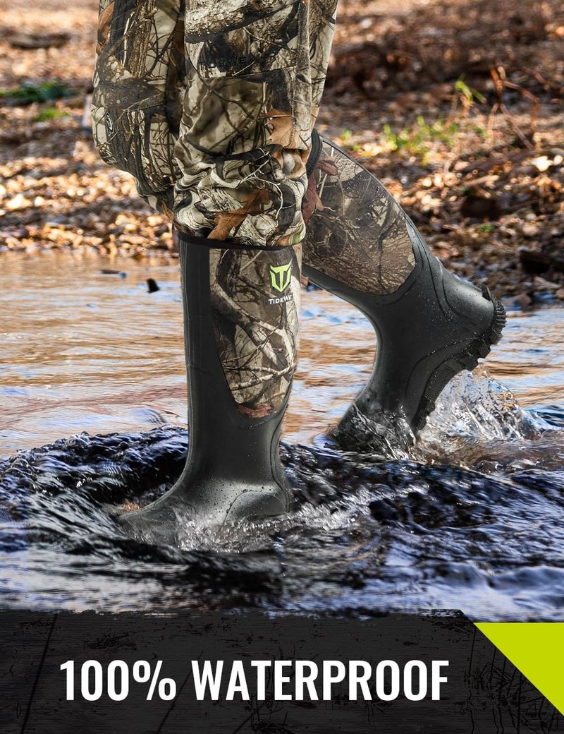 TIDEWE Rubber Boots for Men Multi-Season, Waterproof Rain Boots with Steel Shank, 6mm Neoprene Sturdy Rubber Outdoor Hunting Boots Size 13 (Next Camo G2) - Image 4