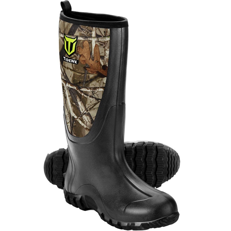 TIDEWE Rubber Boots for Men Multi-Season, Waterproof Rain Boots with Steel Shank, 6mm Neoprene Sturdy Rubber Outdoor Hunting Boots Size 13 (Next Camo G2) - Image 1