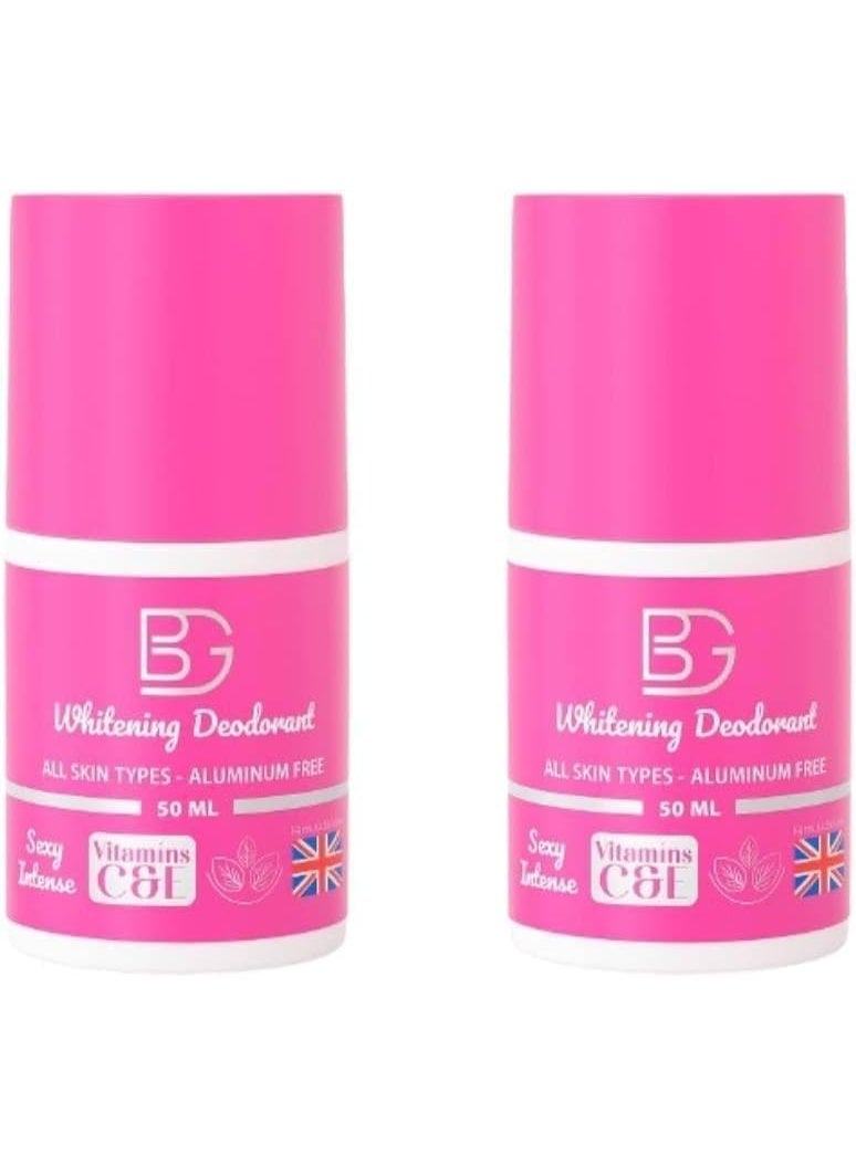 BG Whitening Deodorant Roll-On Sexy Intense, Aluminum-Free All Skin Types, 50 ml (1+1)