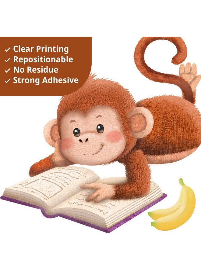DECOWALL SG2-2402 Books with Reading Monkey Wall Stickers Book Inspirational Decals Removable for Kids Baby Library Classroom Nursery School Bedroom Playroom Living Room décor Reading Nook Home - Image 5