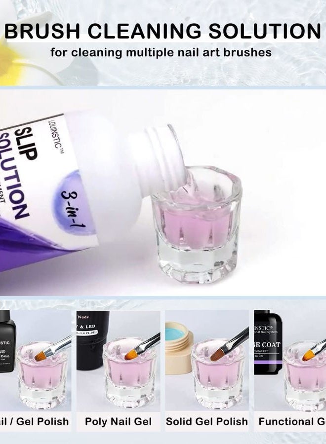 LOUINSTIC Poly Nail Gel Slip Solution - 4oz Slip Solution for Poly Nail Extension Gel, Anti-Stick Slip Solution for Nails, Brush Clean Liquid, Easy to Use, Beginners, Home Salon - Image 4