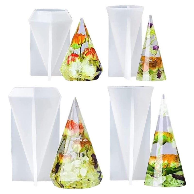 metulip 4 Pcs Ring Cone Resin Mold Ring Holder Molds Ring Cone Pyramid Silicone Molds for Resin Casting DIY Ring Jewelry Display Stand Wedding Decor Gifts