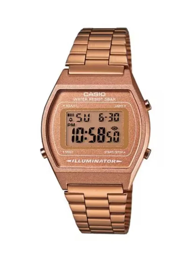 كاسيو Men's Digital Display Watch With Rose Gold Stainless Steel Strap - B640WC-5A