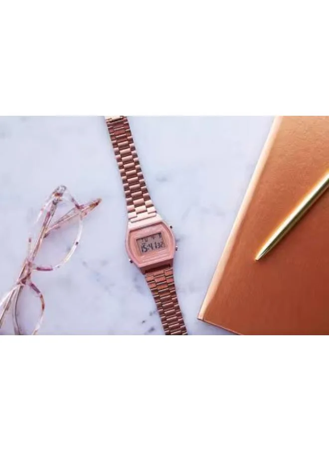 كاسيو Men's Digital Display Watch With Rose Gold Stainless Steel Strap - B640WC-5A