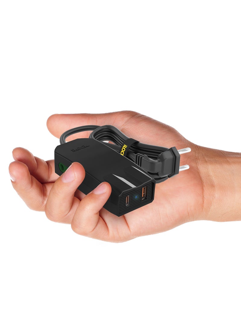 iLOCK Mini Charger PRO | Dual Port (Type-C & Type-A) + 2 Outlets | Fast Charging  3m  - Image 2