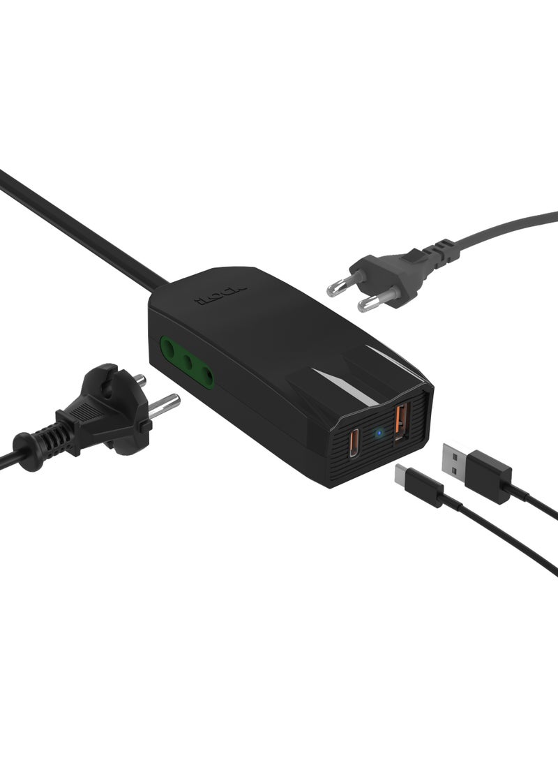 iLOCK Mini Charger PRO | Dual Port (Type-C & Type-A) + 2 Outlets | Fast Charging  3m  - Image 5