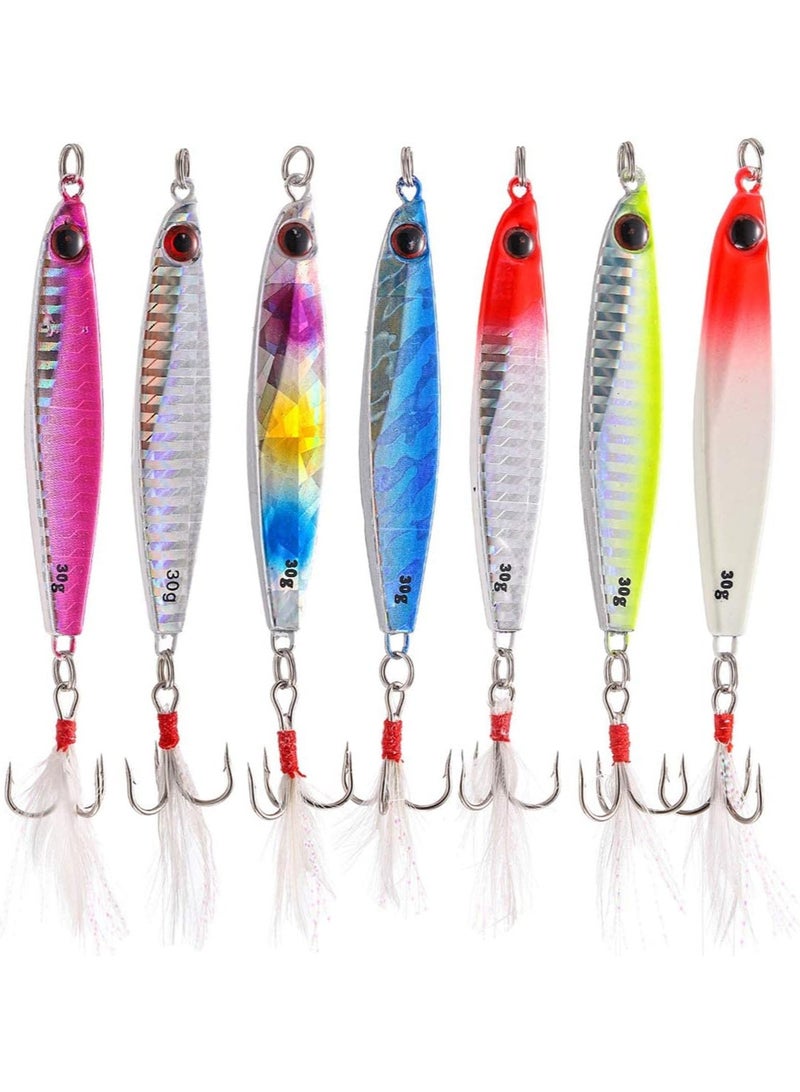 Generic 7 Pcs Fishing Lures Hard Metal Sea Fishing Spinners, Sea Fishing Lures, Sea Fishing Sinking Lure for Wobbler Pike Carp Trout Perch Squid Catfish Fishing Baits (30g*7pcs)  - Image 1