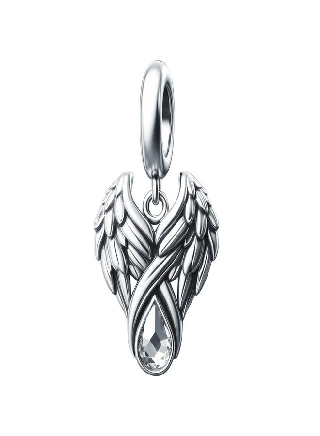 KunBead Guardian Angel Wings Birthstone Dangle Birthday Charms Compatible with Pandora Charm Bracelet - Image 1