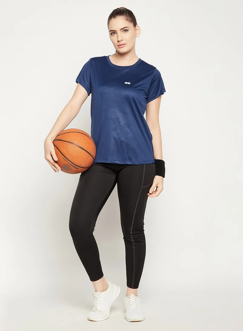 Clovia Clovia Comfort Fit Active T-Shirt In Dark Blue