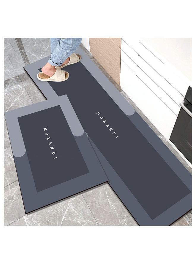 ZCM-HAPPY 2-Piece Set Of Fashion Diatom Mud Floor Mat Water-Absorbing Oil-Absorbing Kitchen Mat Door Mat Bathroom Corridor Porch Non-Slip Ultra-Absorbent Quick-Drying Non-Slip Mat 50x160CM+50x80CM - Image 1