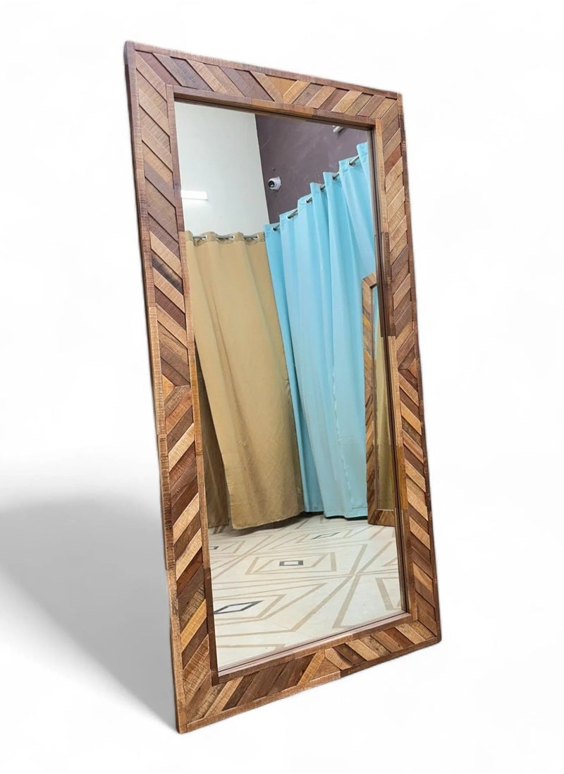 Wooden Twist Wooden Twist Traditional Rectangular Hand-Carved Mango Wood Decorative Wall Standing Frame Mirror (60 x 30 inch)  - Image 2