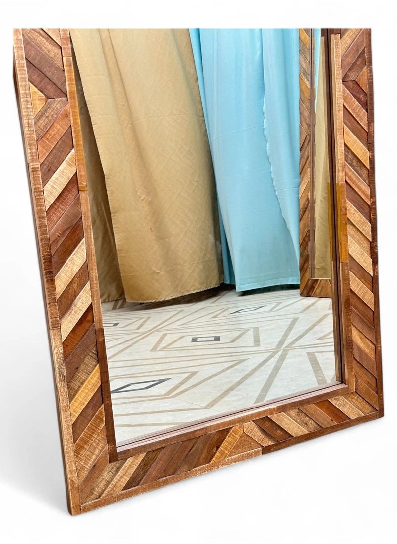 Wooden Twist Wooden Twist Traditional Rectangular Hand-Carved Mango Wood Decorative Wall Standing Frame Mirror (60 x 30 inch)  - Image 3