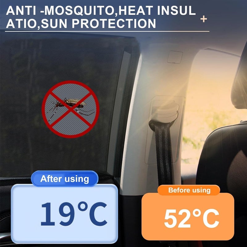 ZELLYA 4Pcs Stretchable and Breathable Sunshades for Car Windows,Car Sun Shade Curtain Soft Car Rear Side Window Cover,Car Side Window Sun Shades,Window Sunshades Privacy Curtains,Mesh Side Car Window Cover - Image 4