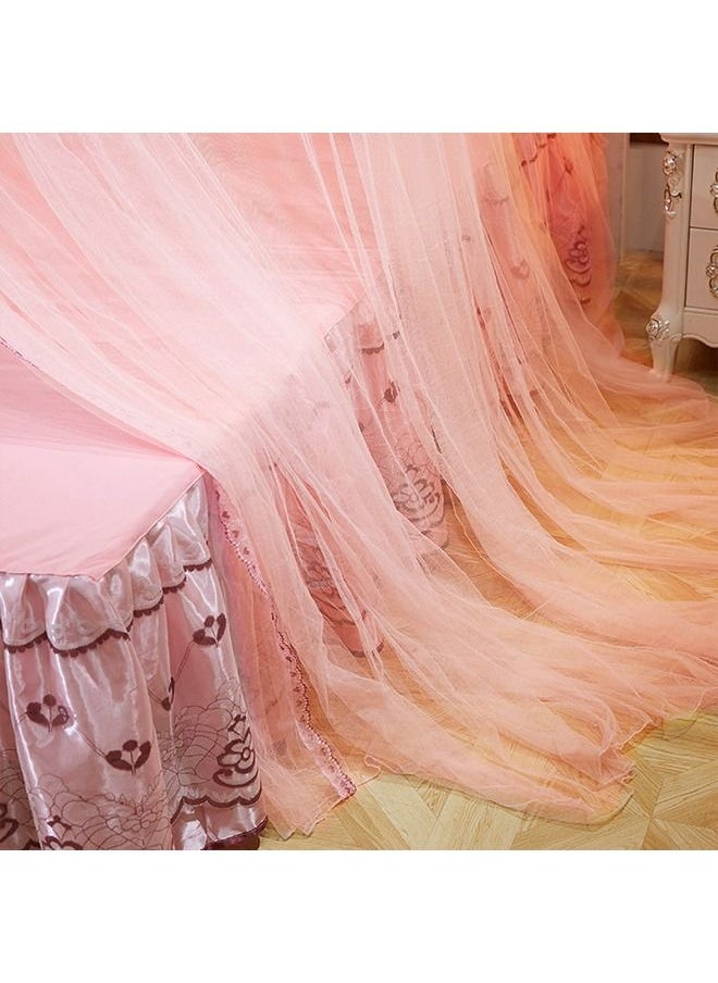 Arabest - Elegant Bed Canopy Round Lace Mosquito Net ent for Single Twin Full Queen King Size Bed Polyester Light Pink 100x270x1200cm - Image 1