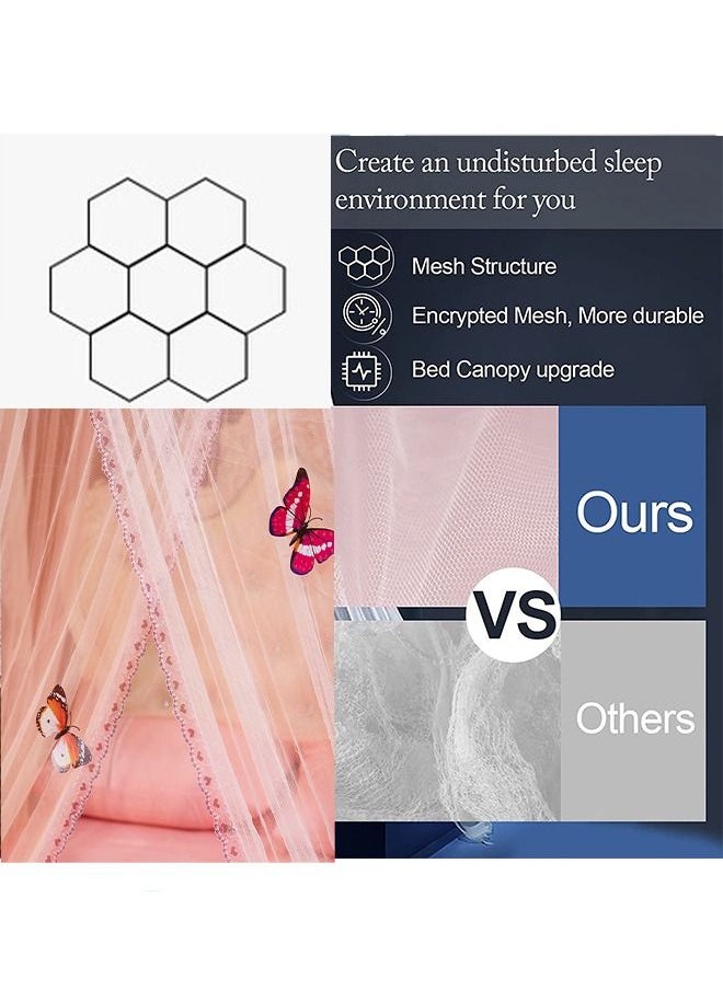 Arabest - Elegant Bed Canopy Round Lace Mosquito Net ent for Single Twin Full Queen King Size Bed Polyester Light Pink 100x270x1200cm - Image 1