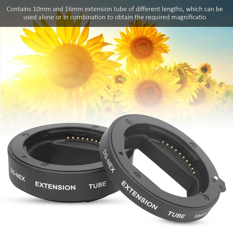 مجموعة أنبوب التمديد 10 مم 16 مم حامل NEX تركيز تلقائي أسود معدني متوافق مع كاميرات متعددة - Image 3