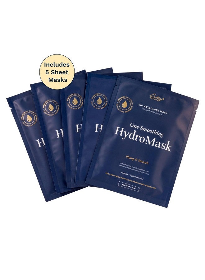 Line-Smoothing Hydromask - Serum-Infused Biocellulose Sheet Masks - Moisture-Rich Formula Visibly Plumps Skin & Smooths Wrinkles - Anti-Aging Cruelty-Free Skin Care - 5-Pack