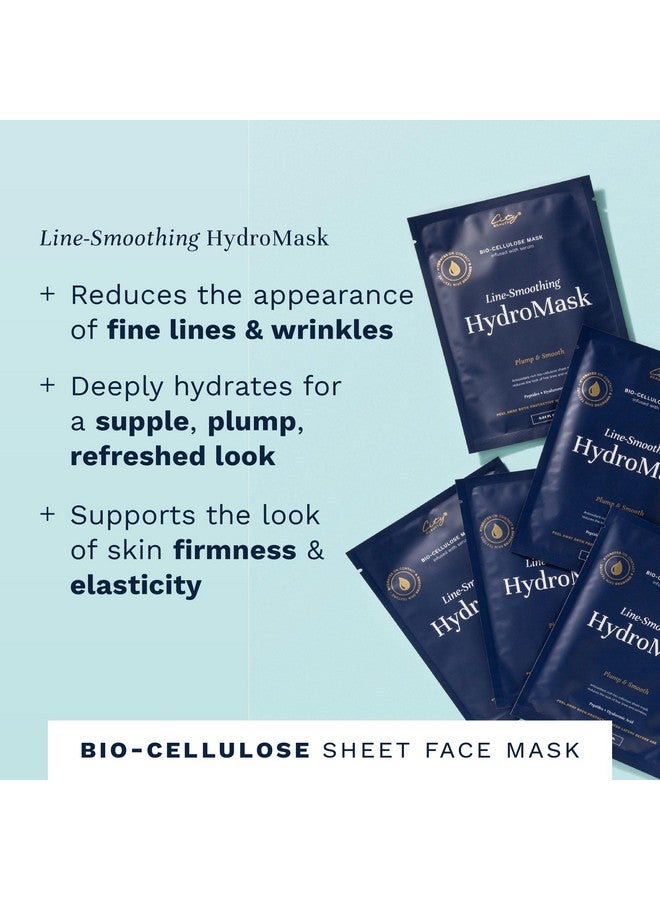 Line-Smoothing Hydromask - Serum-Infused Biocellulose Sheet Masks - Moisture-Rich Formula Visibly Plumps Skin & Smooths Wrinkles - Anti-Aging Cruelty-Free Skin Care - 5-Pack