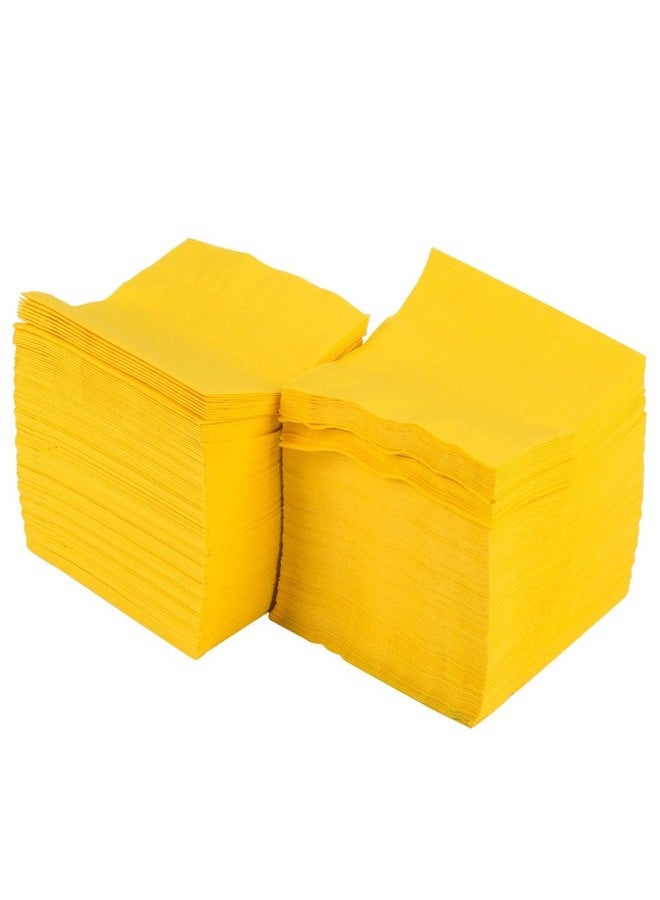 Perfectware 2 Ply Yellow-200 Yellow Beverage Napkin Package of 200ct- 2-Ply, 2.5" Height, 5" width, 10" Length (Pack of 200) - Image 1