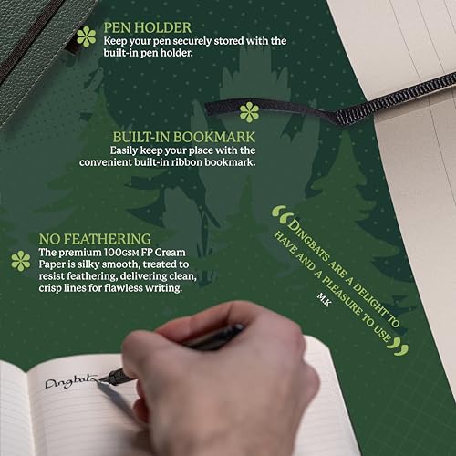Dingbats* Notebooks Dingbats* Wildlife Dotted Journal Notebook A5 - Vegan Leather Hard Cover, Ideal for Work, Travel - Pocket, Elastic Closure, Bookmark - Image 3
