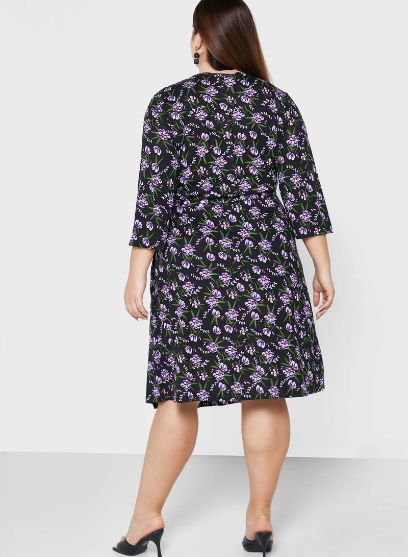 Only Carmakoma Floral Print Wrap Dress