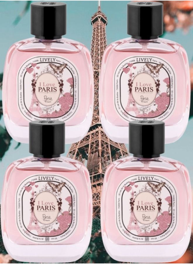 لايفلي 4 قطع عطر آي لاف باريس 100 مل  - Image 1