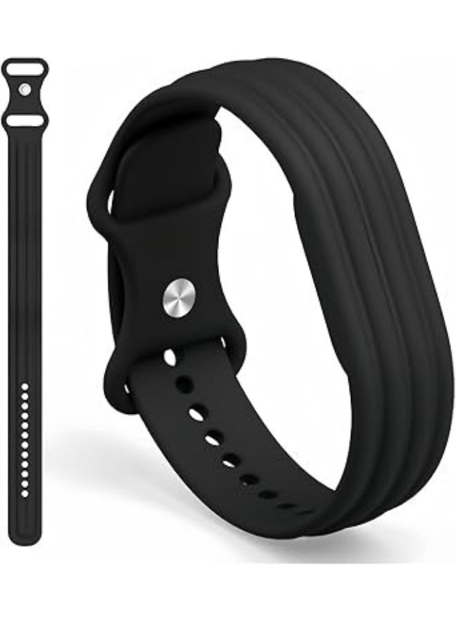 دوامة سوار رياضي من السيليكون لأجهزة Google وFitbit وAir — مقاوم للماء والعرق، سوار معصم ناعم ومثقوب، أحزمة بديلة متعددة الأغراض قابلة للتعديل بمشبك، مناسبة لللياقة البدنية والمشي لمسافات طويلة والجري (أسود) - Image 1