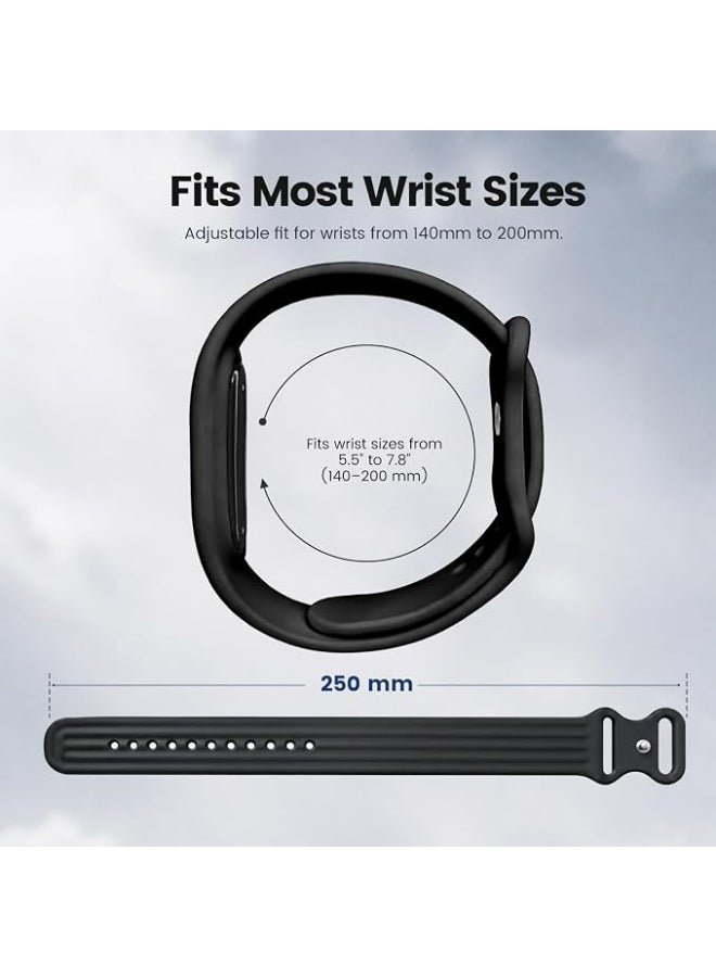 دوامة سوار رياضي من السيليكون لأجهزة Google وFitbit وAir — مقاوم للماء والعرق، سوار معصم ناعم ومثقوب، أحزمة بديلة متعددة الأغراض قابلة للتعديل بمشبك، مناسبة لللياقة البدنية والمشي لمسافات طويلة والجري (أسود) - Image 3