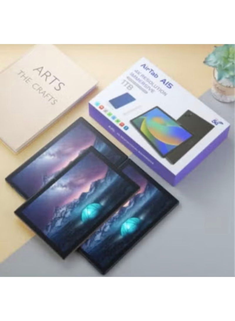 إيرتاب جهاز لوحي A15 بنظام أندرويد، يدعم شبكة الجيل الخامس واي فاي، بشاشة 10.1 بوصة، وذاكرة وصول عشوائي 16 جيجابايت، وذاكرة تخزين داخلية 1 تيرابايت، وبطارية 10000 مللي أمبير، مع لوحة مفاتيح عربية لاسلكية، لون ذهبي. - Image 1