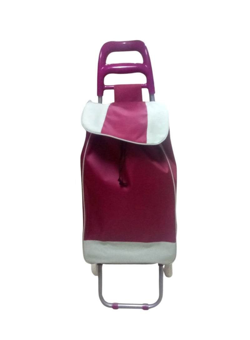 Grocery Shopping Cart Two Wheels Foldable Portable Shopping Cart 20 Inch Burgundy  - Image 1