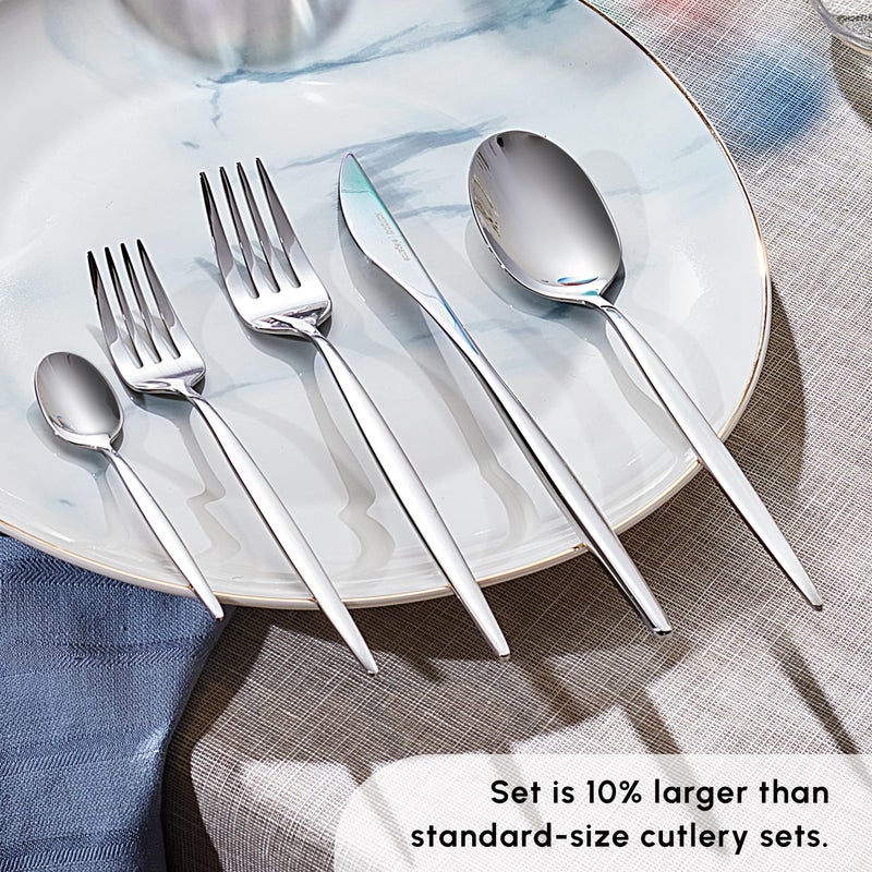Karaca Lizbon - 18/10 Stainless Steel Silverware Set for 12, 60 Piece Heavy Duty Flatware Set, Dishwasher Safe Modern Cutlery incl. Kitchen Forks, Spoons, Knives Eating Utensils Sets - Platin - Image 5