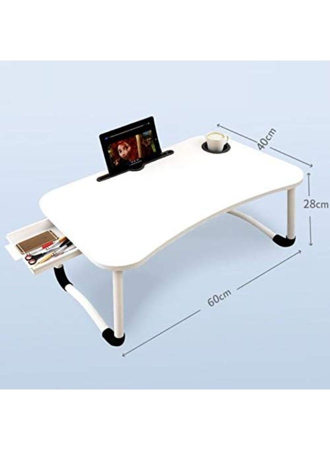 Home Office Lap Desk with Storage Drawer, Cup and Phone Holder, Laptop Bed Tray Table, 23.6" Foldable Desk, Laptop Stand for Breakfast, Working, Writing, Gaming and Drawing - Image 4