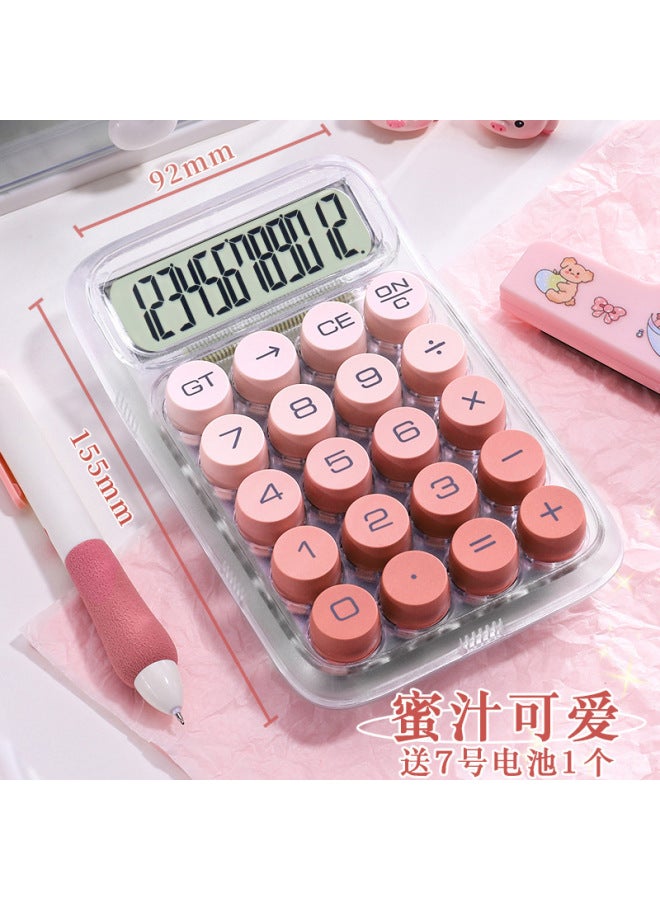 Calculator For Students With Style, High Appearance, Transparent, Small, Portable Mechanical Buttons, Gradient, Cute For College Students
