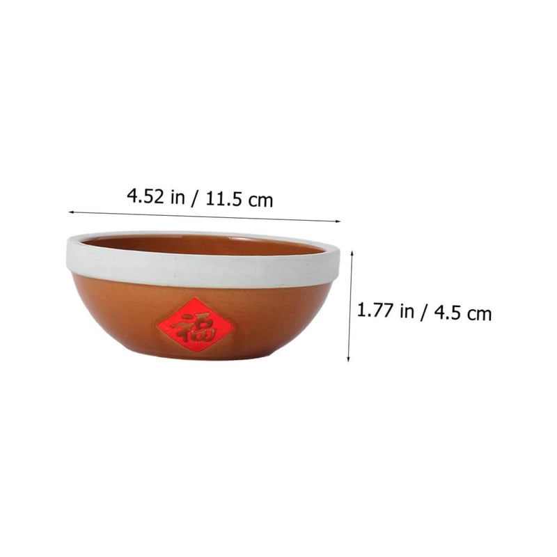 Vintage Chinese Style Crude Pottery Rice Bowls 4.5 Inch Set of 4 Black Antique Copper - Image 3