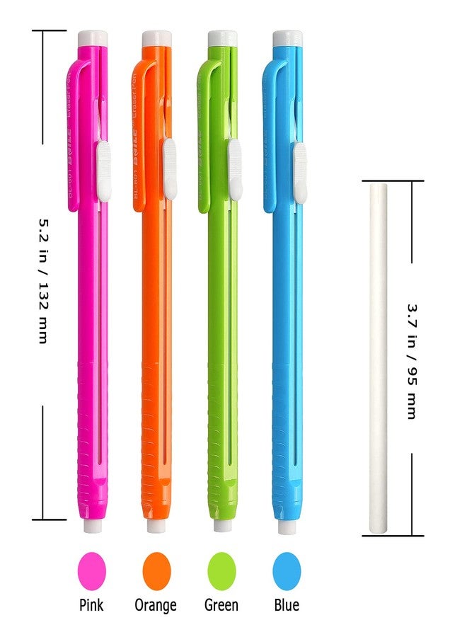 Hutou Retractable Mechanical Eraser Pen, Pen-Style Erasers Assorted Color, 4 Pack - Image 2
