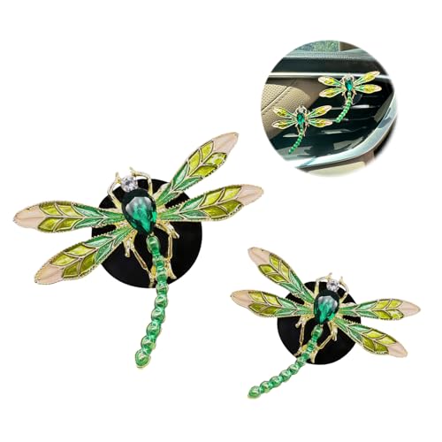 ORIESSE Dragonfly Car Decor2pcs Bling Dragonfly Air Freshener Vent ClipsCute Car AccessoriesRefillable Car Diffuser Glamorous Green Decor - Image 1