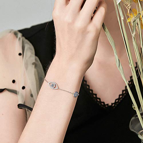 WOSTU 925 Sterling Silver Evil Eye Bracelet Women's Fashion Boho Mexican luck Bracelets Gifts for Her - Image 2