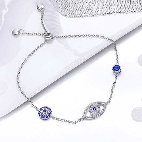 WOSTU 925 Sterling Silver Evil Eye Bracelet Women's Fashion Boho Mexican luck Bracelets Gifts for Her - Image 5