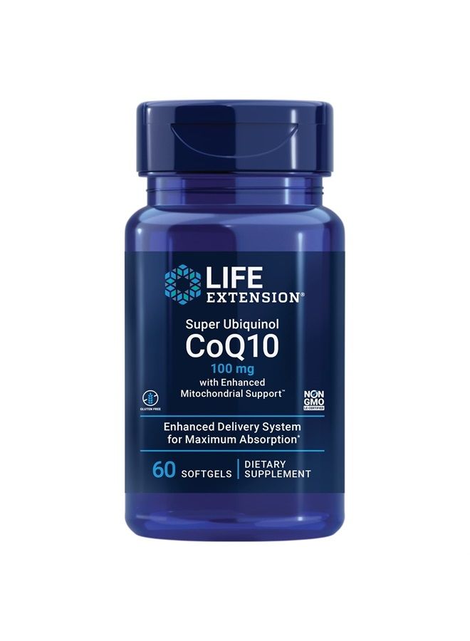 Life Extension Super Ubiquinol Coq10 With Enhanced Mitochondrial Support, Shilajit, Potent Heart Health & Cellular Energy Production Support, Ultra-absorbable, Gluten-No, Non-GMO, 100mg, 60 Softgels - Image 1
