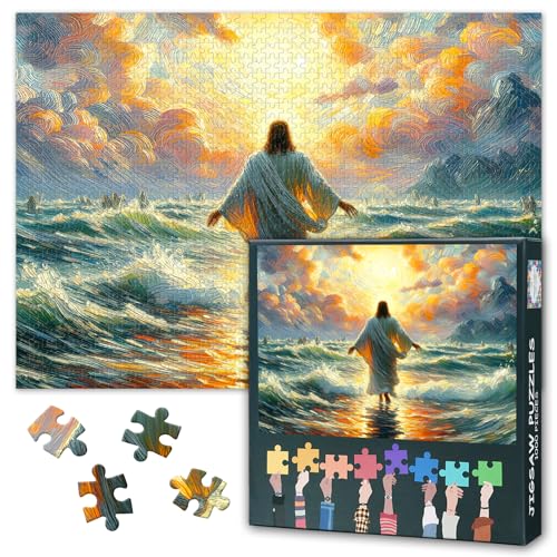 Rebotipy 1000Piece Jigsaw Puzzle 20 x28 inch Jesus Religious Belief Painting Mindfulness Puzzles for Adults Home Decor Family Board Games Unique Gift - Image 1