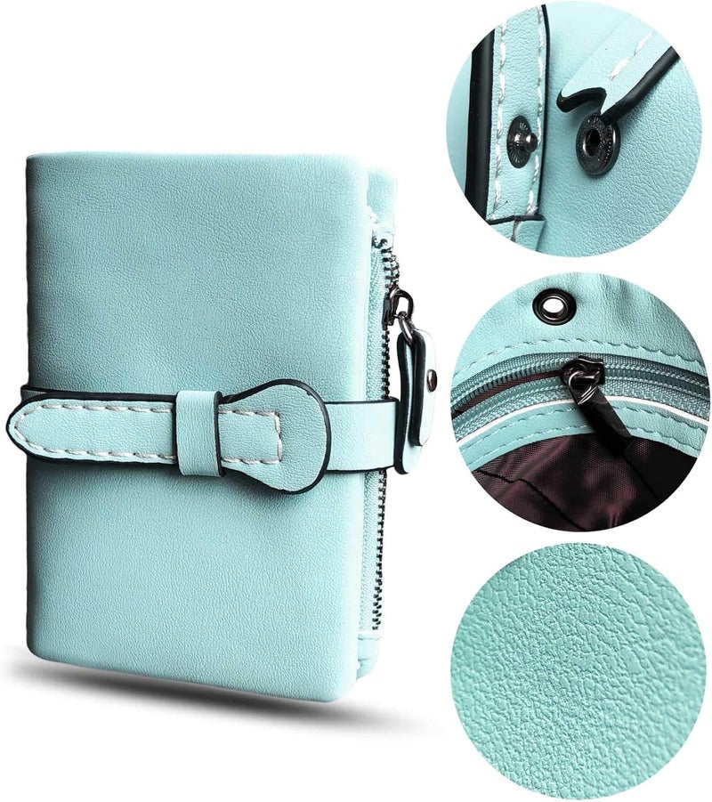 AOXONEL Women's Small Bifold Leather wallet Rfid blocking Ladies Wristlet with Card holder id window Coin Purse - Image 5