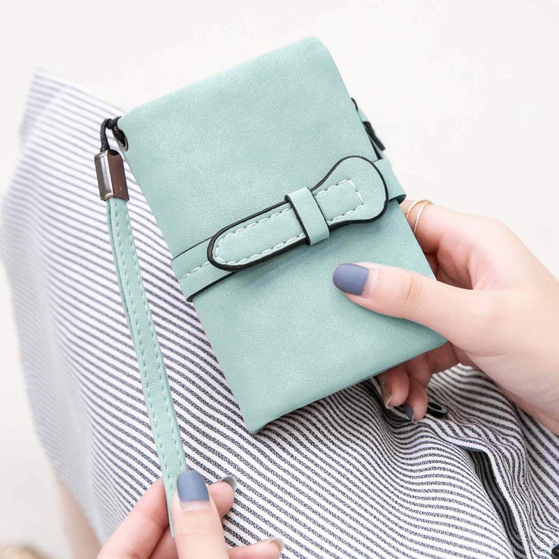 AOXONEL Women's Small Bifold Leather wallet Rfid blocking Ladies Wristlet with Card holder id window Coin Purse - Image 4