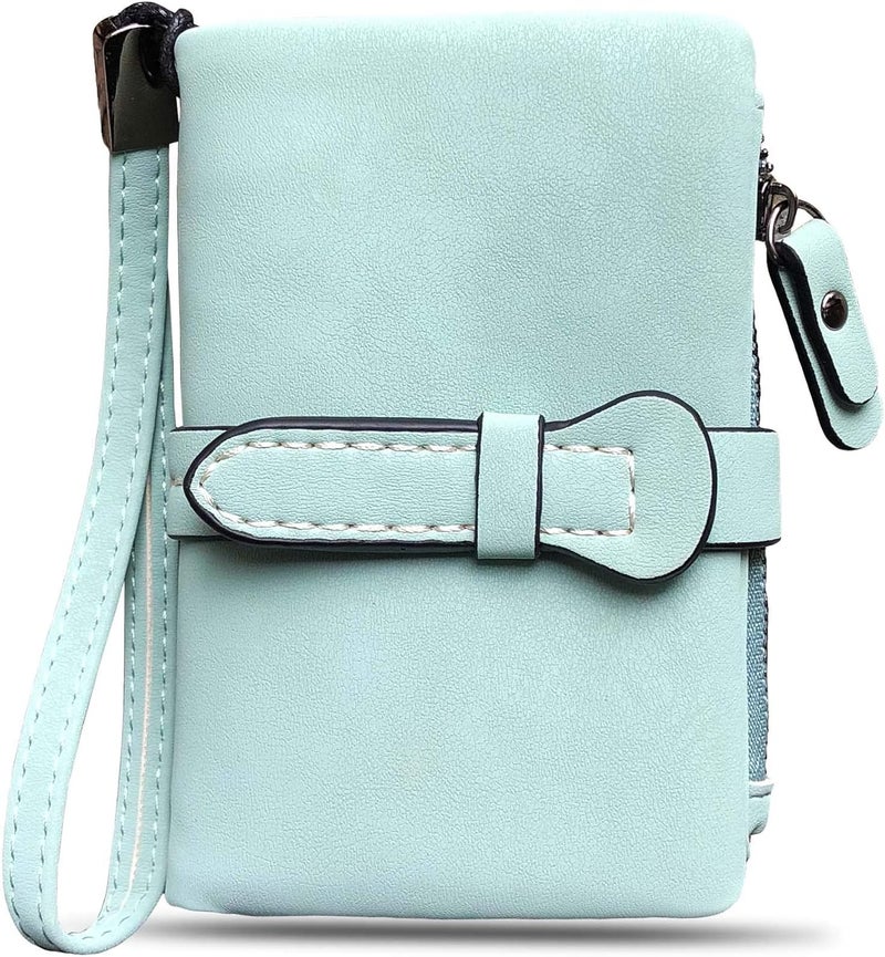 AOXONEL Women's Small Bifold Leather wallet Rfid blocking Ladies Wristlet with Card holder id window Coin Purse - Image 2