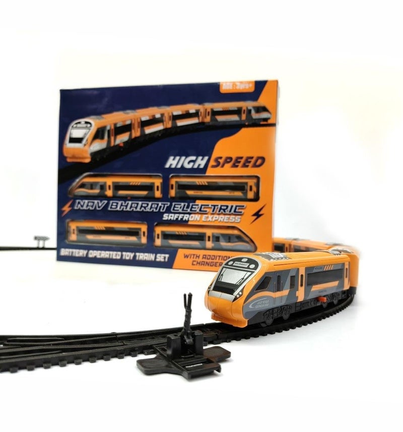 Toyterra Vande Bharat Bullet Train Set - Battery Operated Electric Locomotive with Interlocking Tracks - Image 1