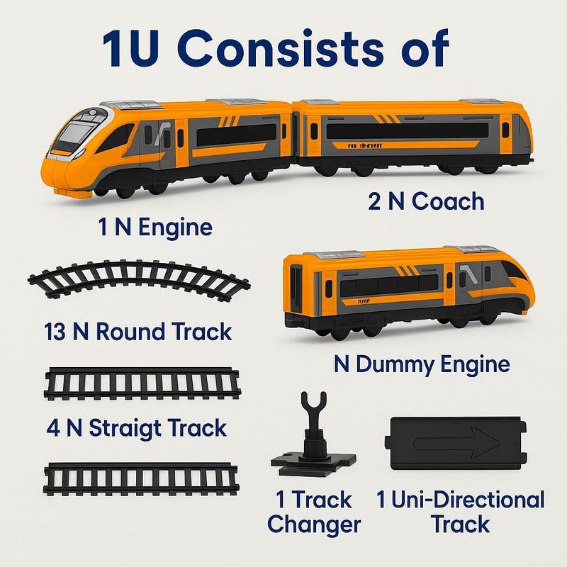 Toyterra Vande Bharat Bullet Train Set - Battery Operated Electric Locomotive with Interlocking Tracks - Image 2