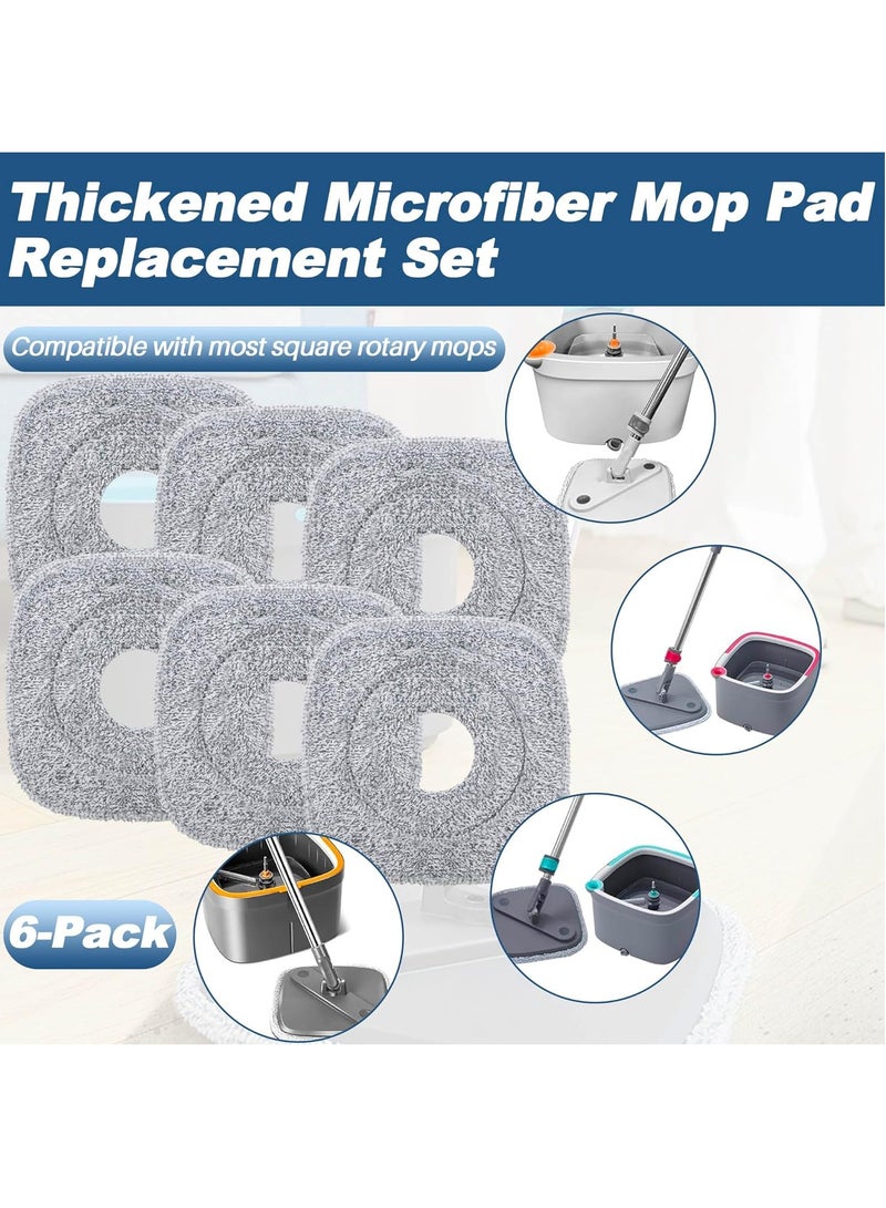 6 Pack Square Microfiber Mop Pad Refill Mop Cloth Replacement Part Cleaning Mopping Floor Washing Household Use - Image 2