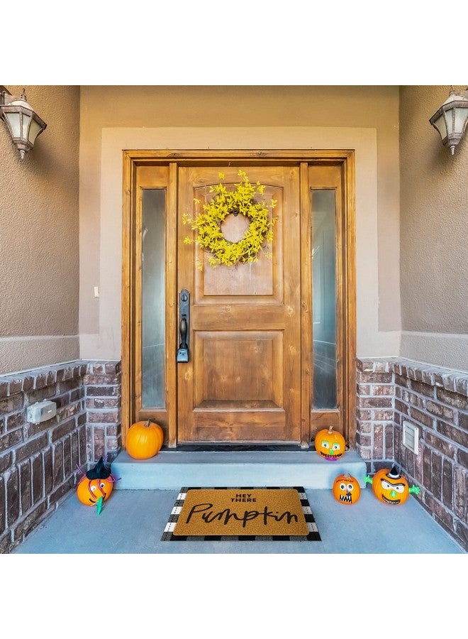 Fabbay فاباي 2 قطع سجادة ترحيب ليوم سانت باتريك بطبعة كاروهات مع شجر النفل سجادات من جوز الهند لمدخل الباب الداخلي والخارجي (كاروهات، مرحبًا يا قرع، أسود، أبيض) - Image 5