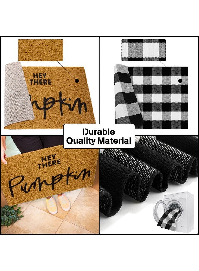 Fabbay فاباي 2 قطع سجادة ترحيب ليوم سانت باتريك بطبعة كاروهات مع شجر النفل سجادات من جوز الهند لمدخل الباب الداخلي والخارجي (كاروهات، مرحبًا يا قرع، أسود، أبيض) - Image 3