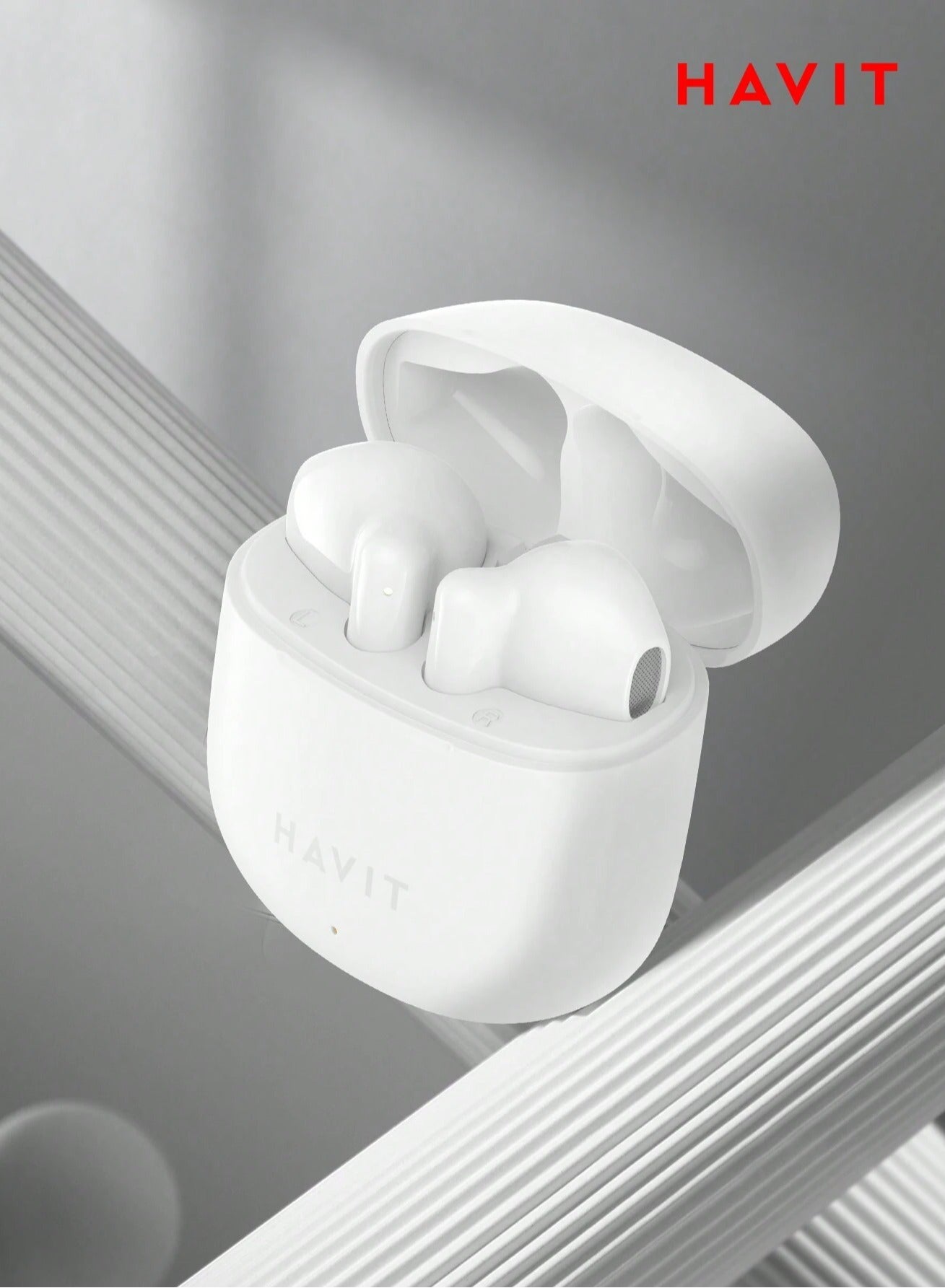 True Wireless Earbuds with Stereo Sound, TWS Smart Touch Control, 25 Hours Playtime (Including Charging Case), Lightweight & Comfortable Design, Type-C Charging Port, Compatible with iOS, Android, PC, for Music, Calls, and Gaming - High-Quality Bluetooth Earbuds (White)